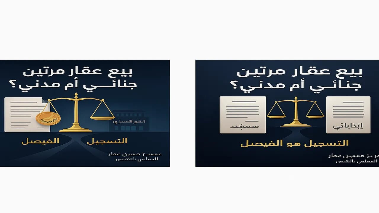 بيع عقار مرتين جنائيا ومدنيا: متى يكون نصب ؟ | عبدالعزيز حسين عمار – محامي الميراث والملكية بالزقازيق بيع عقار مرتين جنائي أم مدني؟