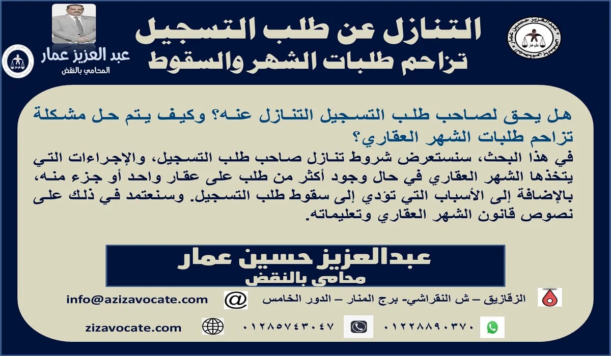 التنازل عن طلب التسجيل: تزاحم طلبات الشهر والسقوط 1 التنازل عن طلب التسجيل والتزاحم