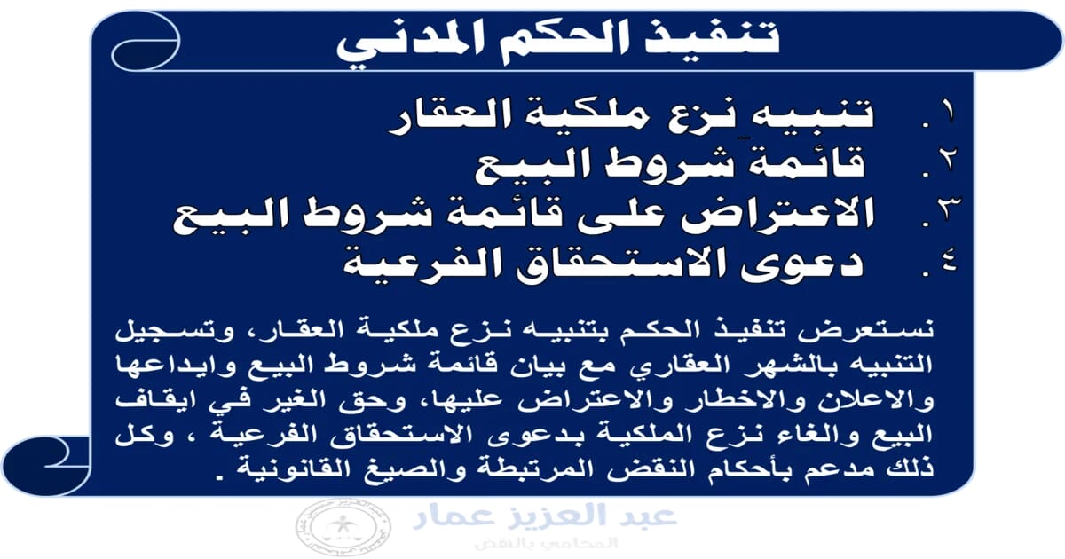 تنفيذ الحكم بتنبيه نزع ملكية العقار بيع، اعتراض، استحقاق تنفيذ الحكم بتنبيه نزع ملكية