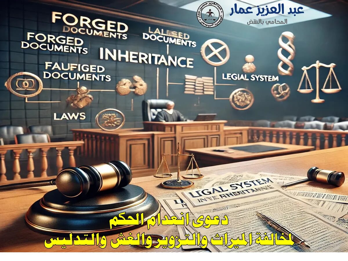 انعدام الحكم بسبب مخالفة الميراث والتزوير: دعوى قضائية عملية 9 انعدام الحكم لمخالفة الميراث والتزوير والغش والتدليس